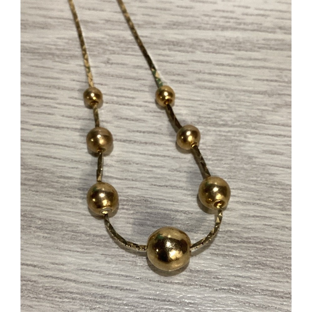 Goldtone 18" Necklace w/ Gold Round Sliding Balls‎ Vintage